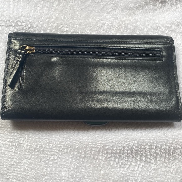 Beautiful black and Tiffany blue leather coach trifold wallet - Picture 8 of 13